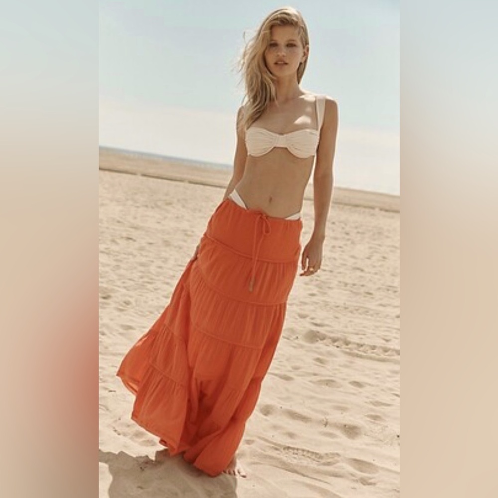 Free People Simply Smitten Zesty Orange Maxi Skirt